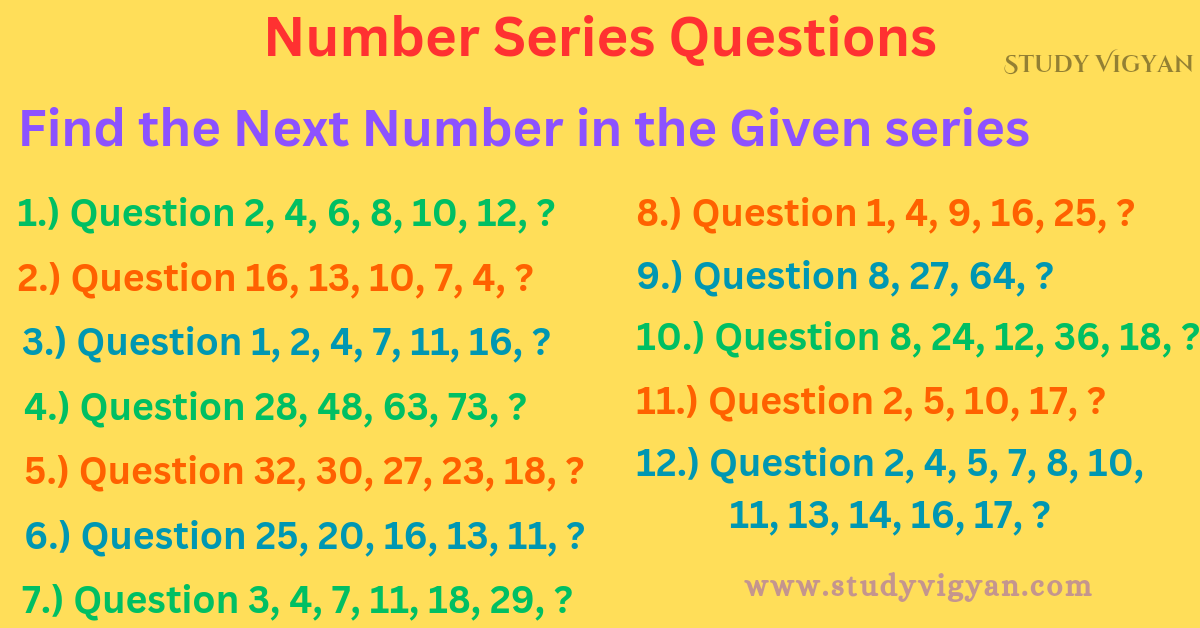 Number series (संख्या श्रृंखला) questions reasoning