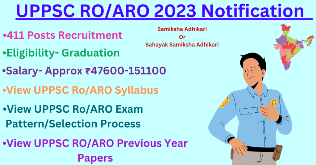 uppsc ro aro Notification 2023 form fill up ,eligibility, syllabus, exam pattern, Previous Year Pattern
